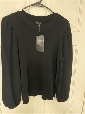New with tag The Limited Black Ribbed Puff-Sleeve Sweater